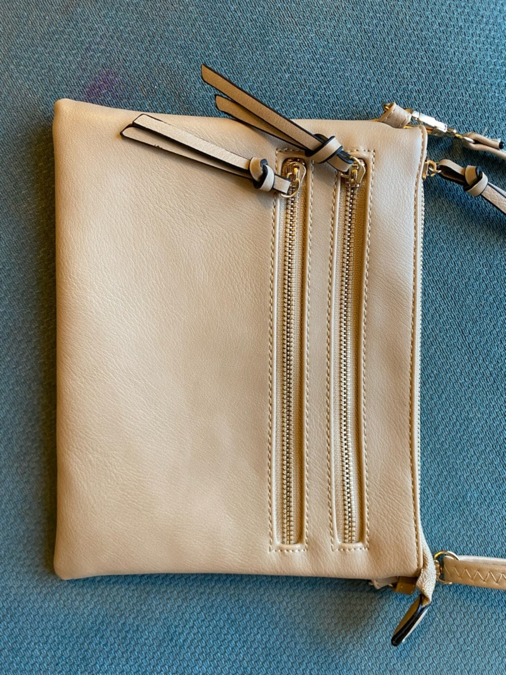 Urban Outfitters Cream Double-Zip Crossbody Bag